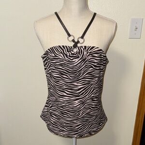 Michael Kors Zebra Print Halter Top Medium